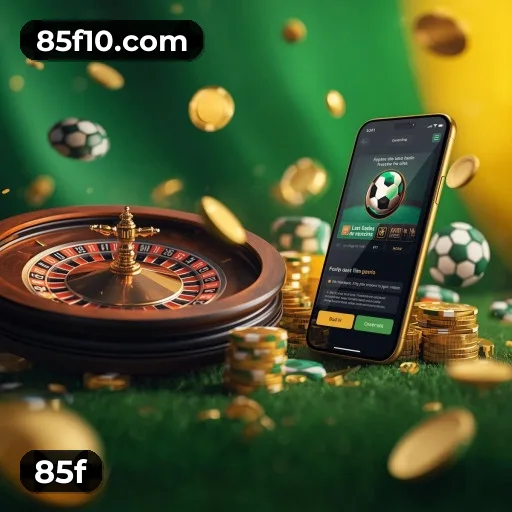 App 85f para iOS e Android — interface mobile, login biométrico e PIX integrado